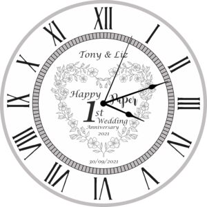 1st paper wedding anniversary wall clock