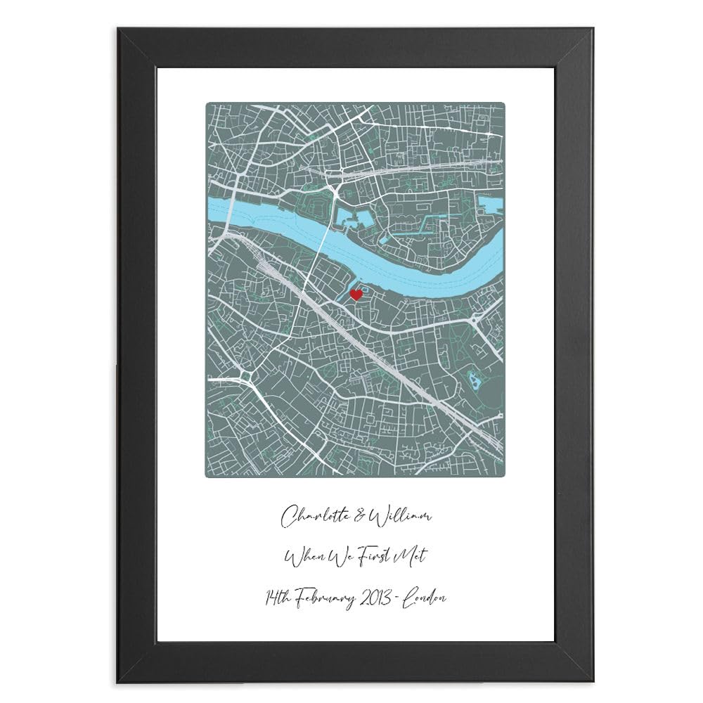 Our first date map print 1st wedding anniversary gift