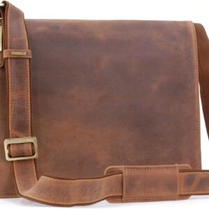 VISCONTI Harvard tan leather messenger bag