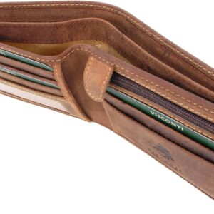 VISCONTI Shield tan leather wallet in a gift box