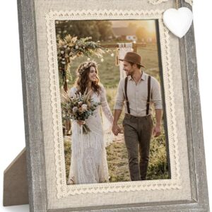 Afuly rustic lace and heart photo frame