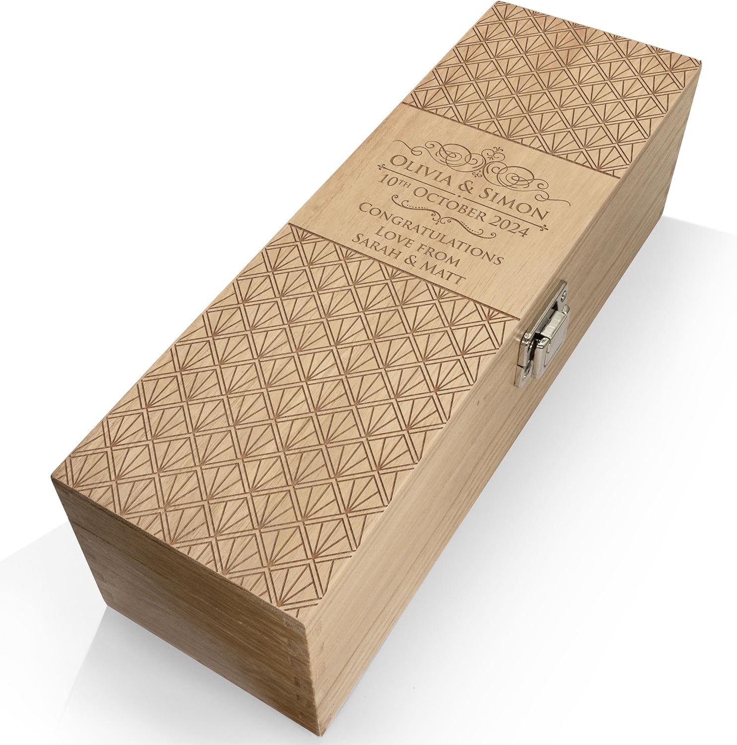 Personalised Art Deco wooden wine presentation box