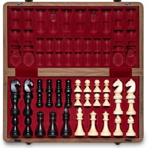 A&A natural walnut folding chess set – 15 inch
